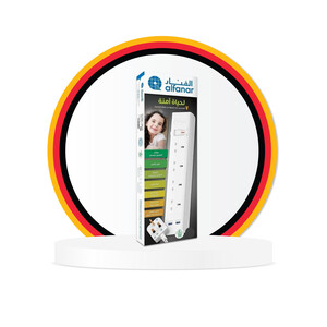 وصلة طاقة بـ 4 مقابس و منفذين USB للشحن السريع كيبلات 1.5 ملم طول 5 متر ، قابس قوة 13 امبير مع زر حماية من الحمل الز ائد لسلامتكم